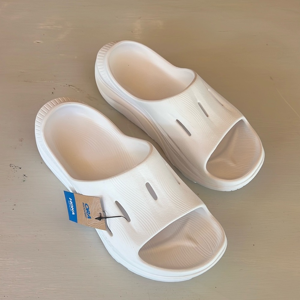 White Hoka Recovery Slide 3